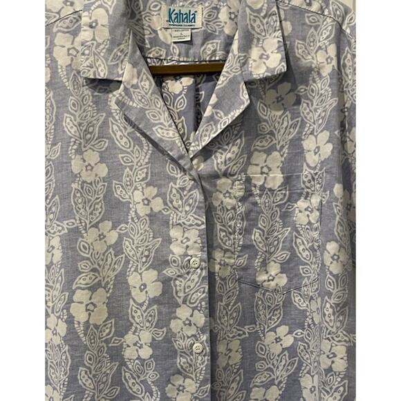 VTG KAHALA Men Hawaiian Shirt Reverse Tropical Print Large 100% Cotton USA-Stain - Picture 2 of 10